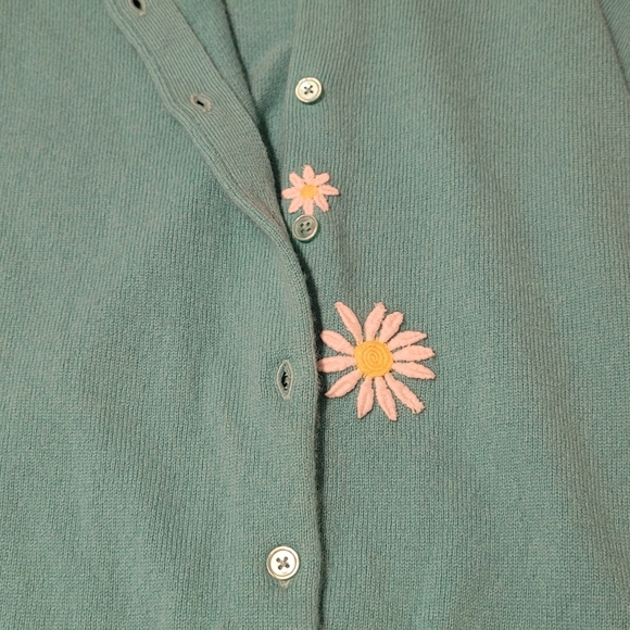 RENEWEST Gorgeous Teal Lightweight Soft Cashmere Cardigan Womens SZ SM/MED - Picture 3 of 8